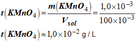 titre massique t (KMnO4)