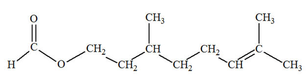 formule semi-dveloppe : mthanoate de 3,7-dimthyloct-6-nyle