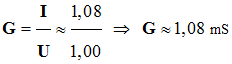 G = 1,08 mS