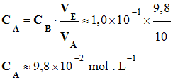 C A = 9,8 E-2 mol / L