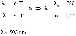 longueur d'onde dans le polycarbonate : 503 nm