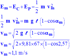 vm = 1,1 m / s