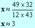 x = 3