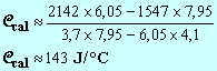 C Cal = 143 J / C