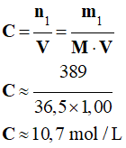 C = 10,7 mol / L