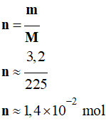 n = 1,4 E-2 mol