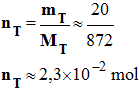 n T = 1,3 E-2 mol